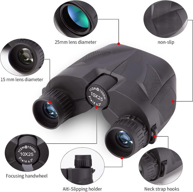 HETVIN 10x25 Binocular for 1000m Long Distance | Compact 10x25 Mini Optics Compact and Portable Ideal for Outdoor Hunting Bird Watching Sports Travel Binocular for Kids & Adults - Image 2