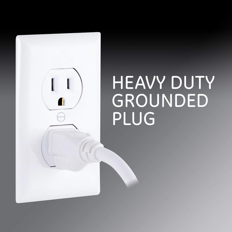 GE 6-Outlet Surge Protector, 3 Ft Extension Cord, Power Strip, Twist to Close Outlets, 450 Joules, Heavy Duty Plug, UL Listed, White, 14089 - Image 3