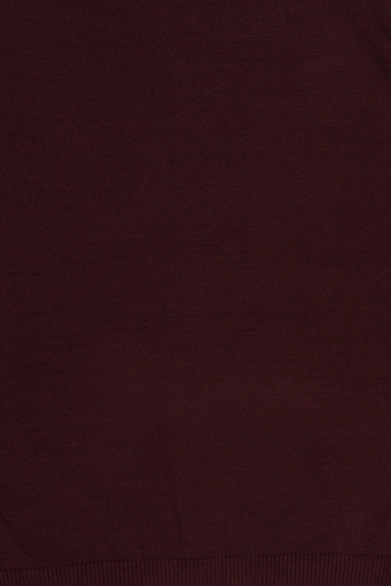 Threadbare Women Funnel Neck Textured Sweater, Burgundy - Image 5