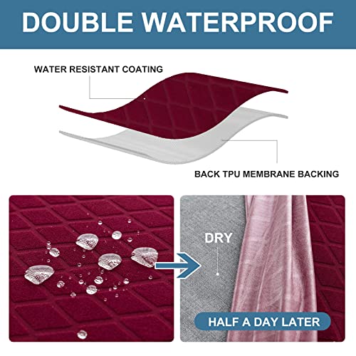Genina Waterproof Seat Covers for Dining Room Chairs Stretch Chair Covers Removable Washable Dinning Room Kitchen Chair Seat Cushion Slipcovers ArgyleWine Red 2 PCS - Image 3