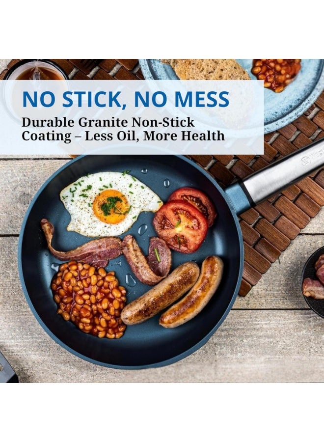 Westinghouse مقلاة USACookware سلسلة الأداء 26 سم غير لاصقة - مصنوعة من الألمنيوم المصبوب مع طلاء QuanTanium، آمنة للاستخدام على الموقد والفرن، مقبض من الفولاذ المقاوم للصدأ بلمسة باردة - زرقاء - Image 4