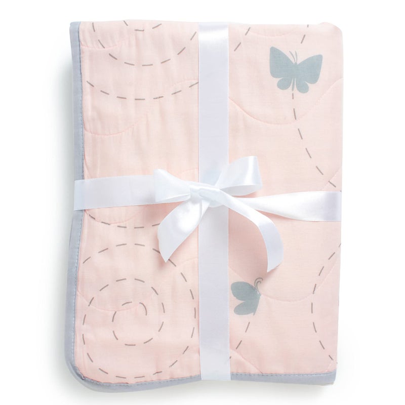 The White Cradle The White Cradle Organic Cotton Softest Baby Dohar/Blanket/Quilt for Crib/Cot/Bed - Specially for Your Child's Safety - Reversible Printed Muslin, 38 x 48 inch - Butterfly| TC - 68  - Image 1
