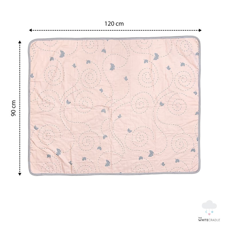 The White Cradle The White Cradle Organic Cotton Softest Baby Dohar/Blanket/Quilt for Crib/Cot/Bed - Specially for Your Child's Safety - Reversible Printed Muslin, 38 x 48 inch - Butterfly| TC - 68  - Image 2
