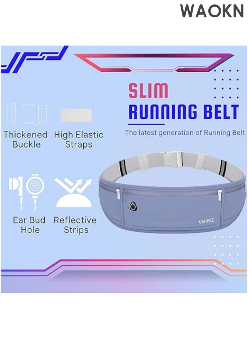 دبليو أيه أو كي أن حزام جري بمقاس نحيف، حقيبة خصر للياقة البدنية للرجال والنساء، حقيبة خصر رياضية مع حامل لجهاز آيفون من أبل، للجري والمشي وركوب الدراجات والتخييم وصالة الألعاب الرياضية، أزرق داكن، حزام جري بمقاس نحيف - Image 3