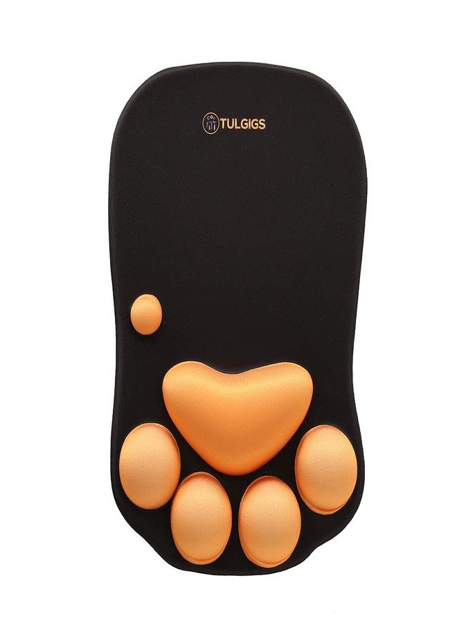 TULGIGS Cute Cat Paw Non Slip Mouse Pad with Wrist Support Soft Silicone Wrist Rests Ergonomic Comfort Computer Mouse Mat Desk Decor 11.55"*7.8"*0.99'' (Black) - Image 1