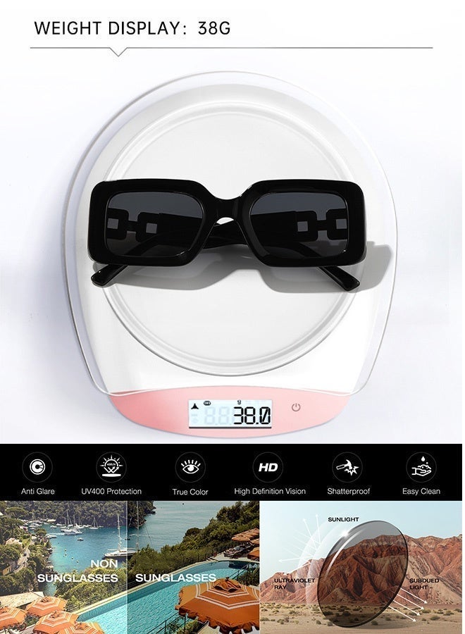 سِيكجُوك نظارات شمسية مربعة عصرية للرجال والنساء نظارة ونظاره شمسية رجالية ونسائية بتصميم عصري نضارات شمسيه نسائيه ونساءيه ورجاليه ورجالي ونضرات رجال النظارات الشمسية توفر حماية من الأشعة فوق البنفسجية 400 أسود - Image 3