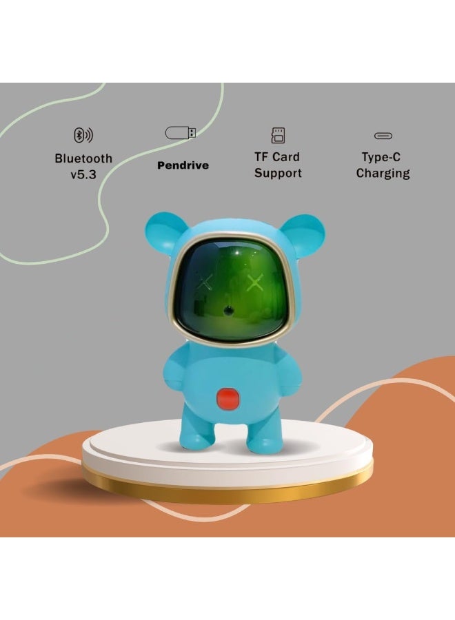 BDT AN152 Mini Wireless Bluetooth Speaker| 5-7Hrs Playtime| Vivid RGB Lights| RGB Sound Effect| Multi-Play Modes BTV5.3/TF Card/Pen Drive & Type-C Charging Port (Blue) - Image 5