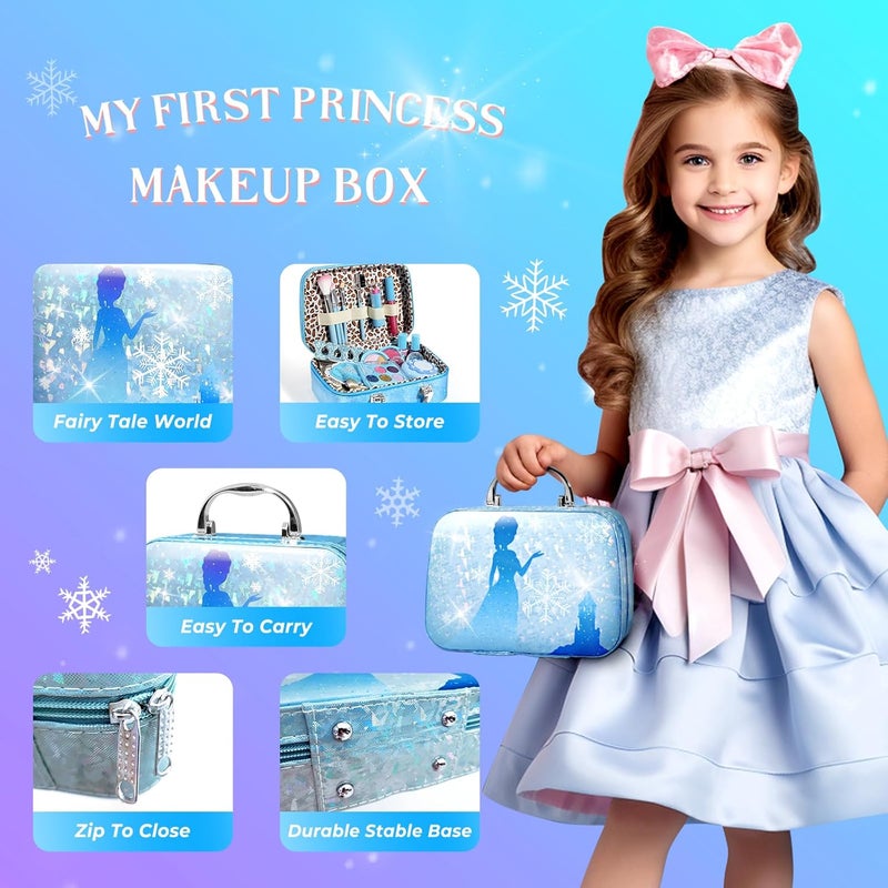 INNOCHEER Kids Makeup Kit for Girls, Frozen Theme, Real Washable Makeup Set, 25 Count, Age 4-12, Female, Large, Plastic, Pretend Play Toy, Princess, Women's Department, Girls - Image 4