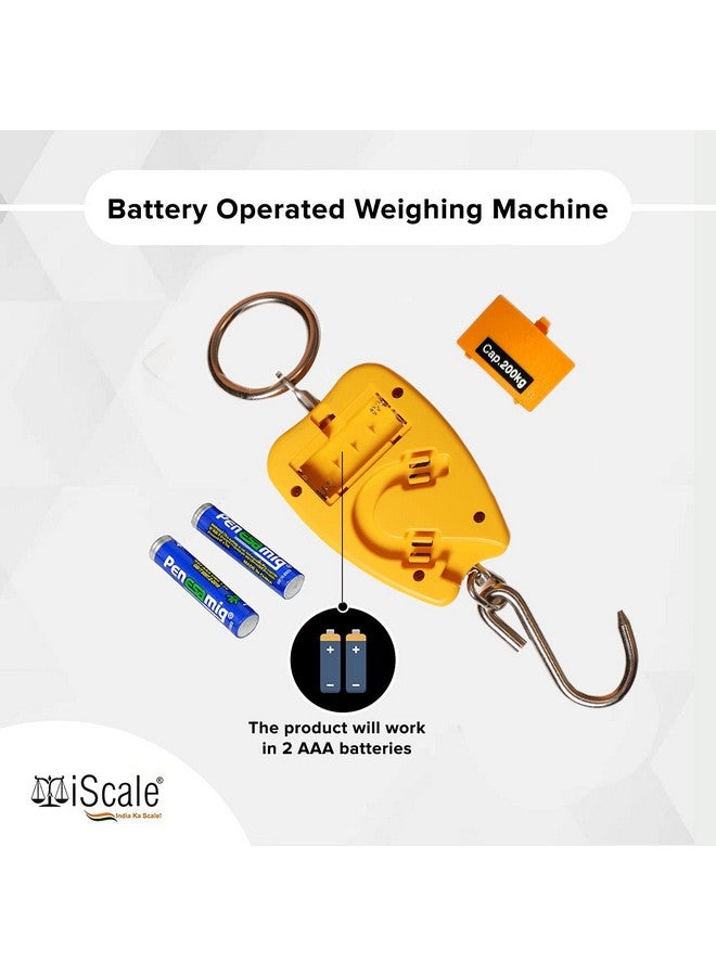 iScale Handy Pro 200kg x 50g Digital Portable Hanging Weighing Scale with Stainless Steel Hook for Industries, Cylinder, Fishing and Multipurpose Domestic Weighing Use (Not legal for commercial use) - Image 3