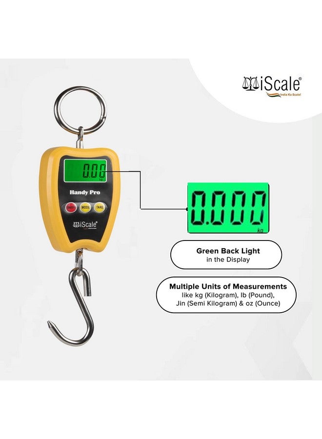 iScale Handy Pro 200kg x 50g Digital Portable Hanging Weighing Scale with Stainless Steel Hook for Industries, Cylinder, Fishing and Multipurpose Domestic Weighing Use (Not legal for commercial use) - Image 4