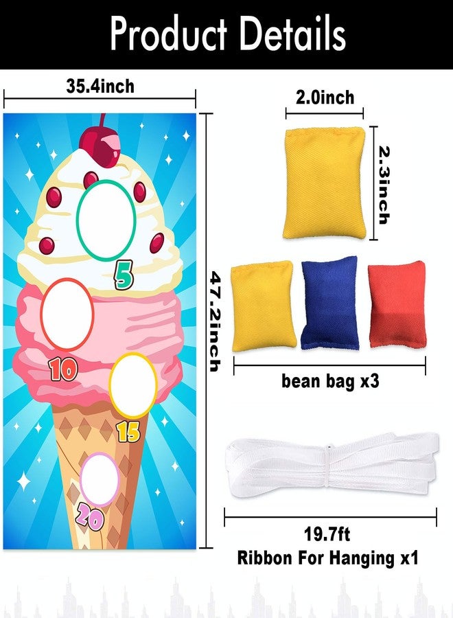 DZTRELFK Ice Cream Toss Games Banner Backdrop Background Frozen Dessert Theme Supplies Flag Decor for Indoor Outdoor National Vanilla Ice Cream Day Birthday Party Baby Shower Decorations Photo Booth Props - Image 2