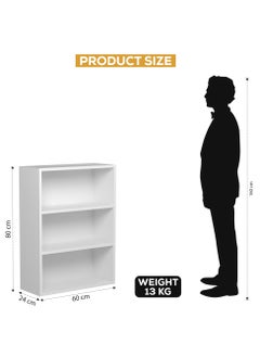 RIGID RIGID Wooden 3-Tier Storage Bookcase Free Standing Open Book Shelf Cabinet  80x60x24cm  - Image 2