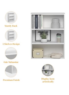 RIGID RIGID Wooden 3-Tier Storage Bookcase Free Standing Open Book Shelf Cabinet  80x60x24cm  - Image 3