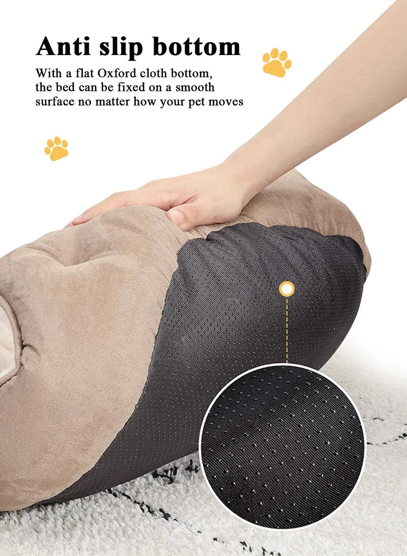 URbazaar Asvin Small Dog Bed for Small Dogs, Cat Beds for Indoor Cats, Pet Bed for Puppy and Kitty, Extra Soft & Machine Washable with Anti-Slip & Water-Resistant Oxford Bottom, Light Brown, 20 inches - Image 4