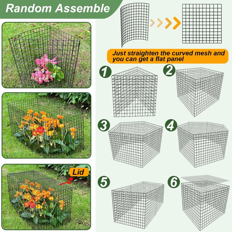 HOLANHING 6 Pack Plant Protector from Animals, 13.5" Dia x 14" H Wire Plant Protectors, 18pcs Pre-Bent Metal Mesh to Keep Animals Out with Zip Ties & Stakes (6 Packs) - Image 4
