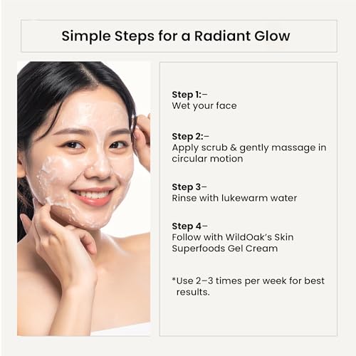 WILD OAK WildOak Korean Rice Enzyme Face Scrub | Brightening, De-Tan & Pigmentation Care | With Kojic Acid, Alpha Arbutin & Hyaluronic Acid | Gentle Scrub for Glass Skin, Hydration & Smooth Glow | 100gm - Image 4