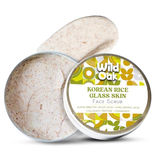 WILD OAK WildOak Korean Rice Enzyme Face Scrub | Brightening, De-Tan & Pigmentation Care | With Kojic Acid, Alpha Arbutin & Hyaluronic Acid | Gentle Scrub for Glass Skin, Hydration & Smooth Glow | 100gm - Image 1