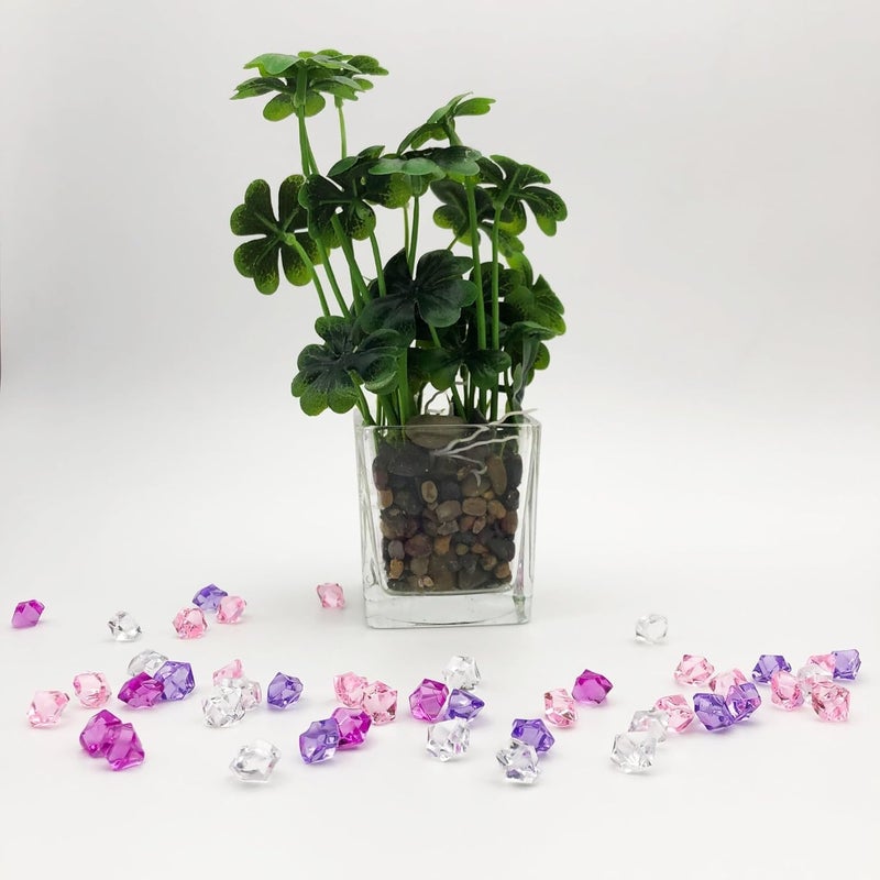 EesTeck Decorative Acrylic Ice Gems, Pink and Purple Mix, Clear Crystals, 200 Pieces Acrylic Crystal Chunks, 11 * 14 mm Fake Acrylic Ice Rocks for Party Table Scatter Gems, Wedding Vase Filler - Image 3