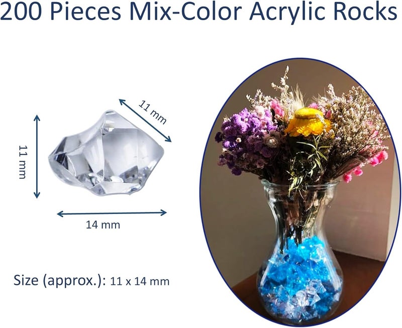 EesTeck Decorative Acrylic Ice Gems, Pink and Purple Mix, Clear Crystals, 200 Pieces Acrylic Crystal Chunks, 11 * 14 mm Fake Acrylic Ice Rocks for Party Table Scatter Gems, Wedding Vase Filler - Image 2