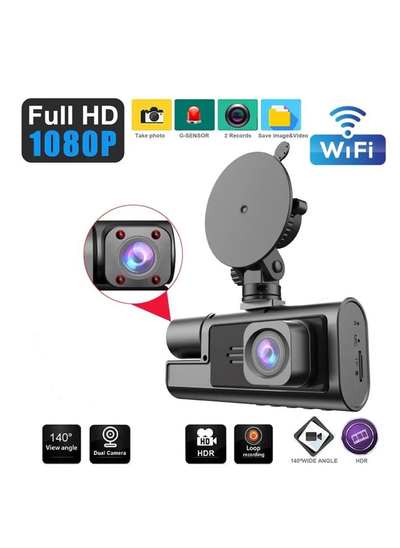 Generic - Dash Cam Car Camera Suction Cup Type Dash Cam Front and Inside 1080P FHD Dash Camera with 140 Degrees Wide 24 Hours Parking Monitor Loop Recording Motion Detection Easy to Install - Image 1