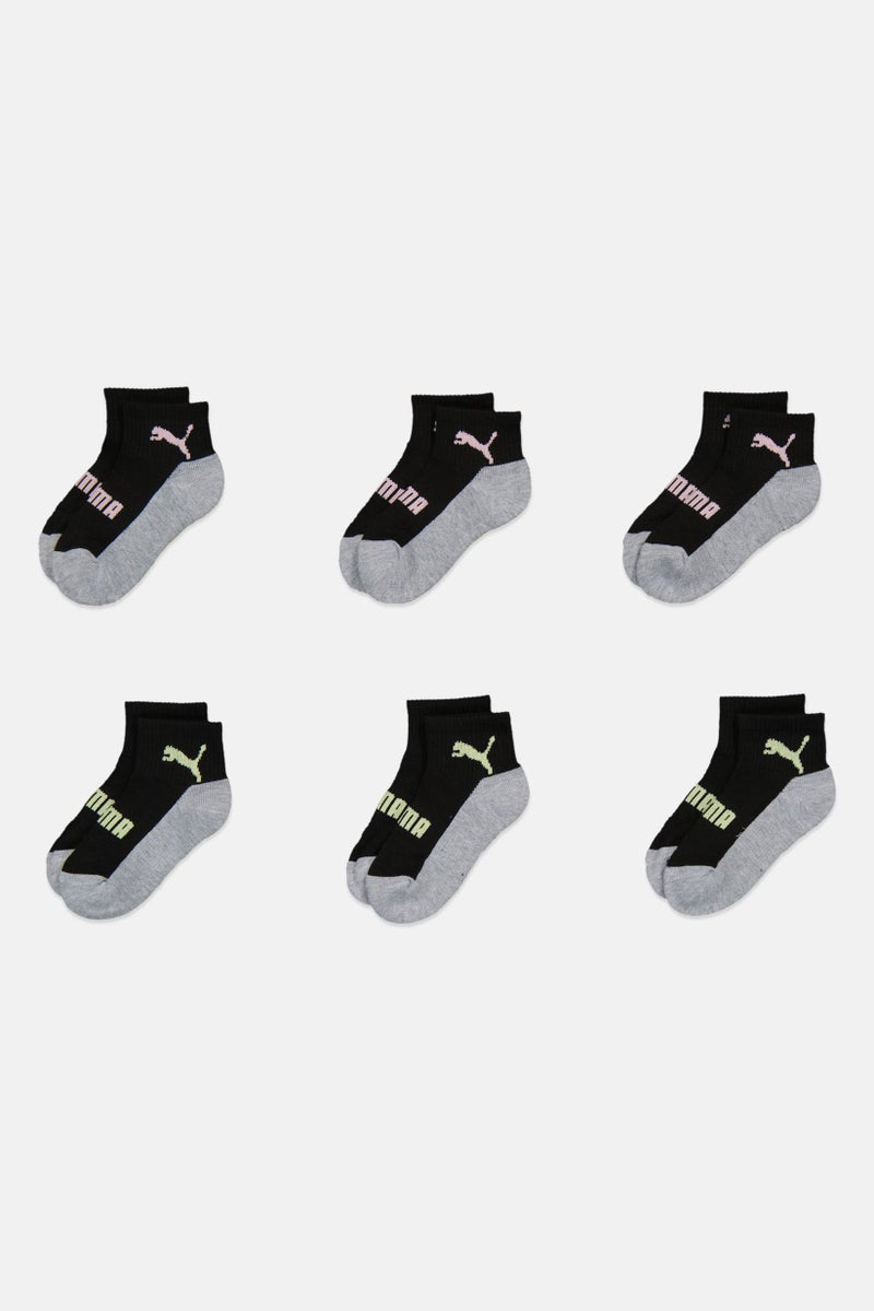 PUMA Toddlers Girls 6 Pairs Brand Logo Socks, Multicolor - Image 3