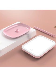 Huitich Adjustable LED Makeup Mirror with Storage Tray Pink, Touch Control, Vanity Mirror  - Image 2