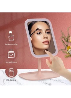 Huitich Adjustable LED Makeup Mirror with Storage Tray Pink, Touch Control, Vanity Mirror  - Image 4