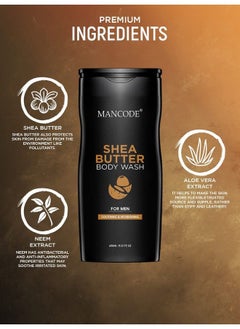 MAN CODE Mancode Shea Butter Body Wash For Men Soothing & Nourishing Deeply Conditions Soft Smooth Glowing Skin Neem Aloe Vera Vegetable Glycerin Extract 450 Ml Shower Gel For Men (Pack Of 1)  - Image 5
