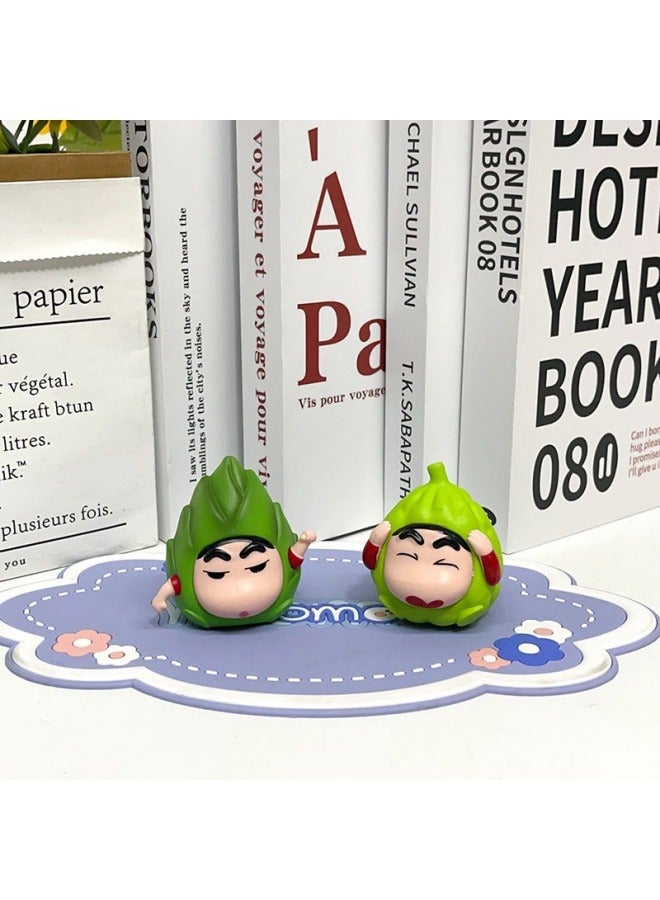 6 vegetable crayons Shin-chan desktop decorations, vegetable Shin-chan model toys, birthday party collection decorations, gifts for family and friends - Image 3