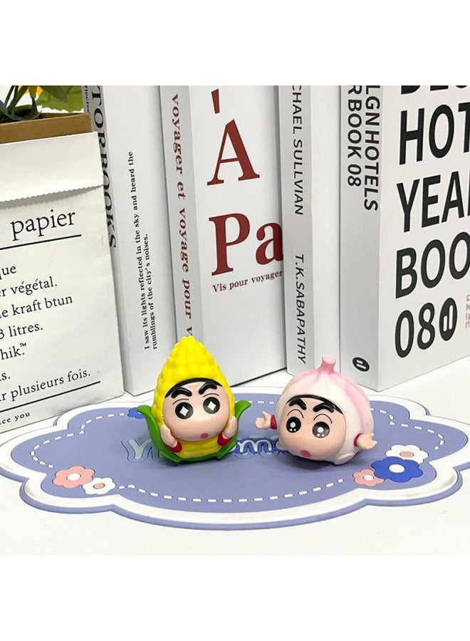 6 vegetable crayons Shin-chan desktop decorations, vegetable Shin-chan model toys, birthday party collection decorations, gifts for family and friends - Image 5