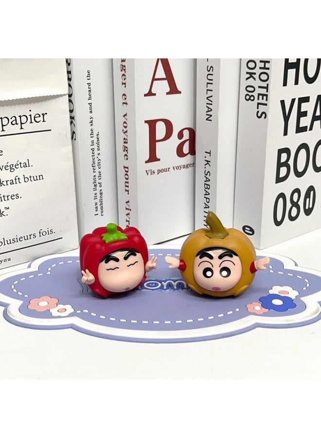 6 vegetable crayons Shin-chan desktop decorations, vegetable Shin-chan model toys, birthday party collection decorations, gifts for family and friends - Image 4