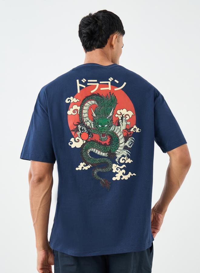 Styli Men Oversized Japanese Graphic Back Print T-Shirt - Image 1