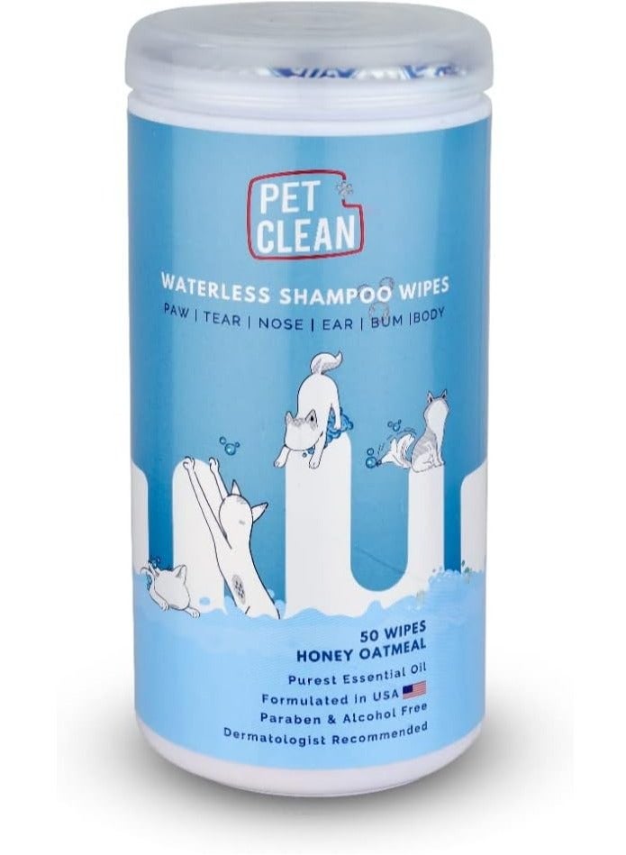 Pet Clean Waterless Shampoo Wipes For Dogs & Cats 50 Pcs Pack - Image 1