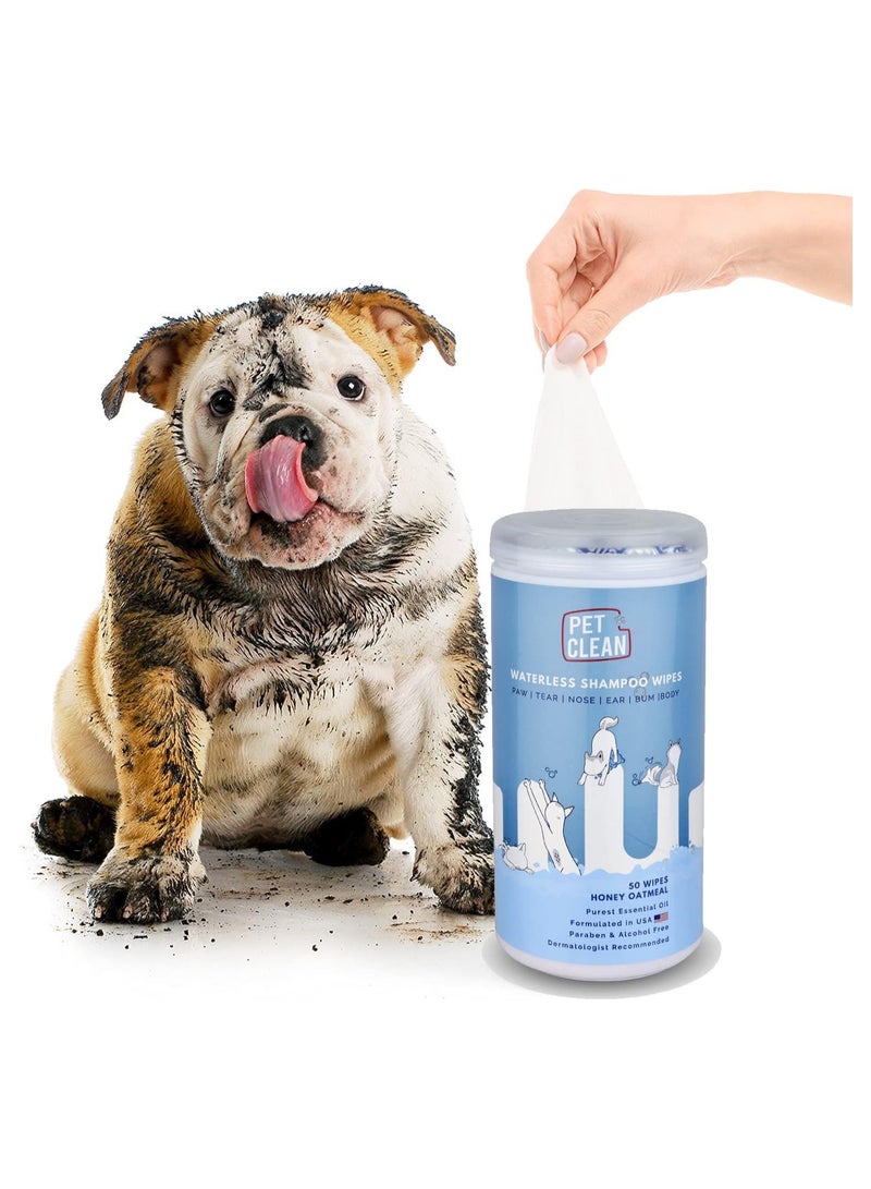 Pet Clean Waterless Shampoo Wipes For Dogs & Cats 50 Pcs Pack - Image 2