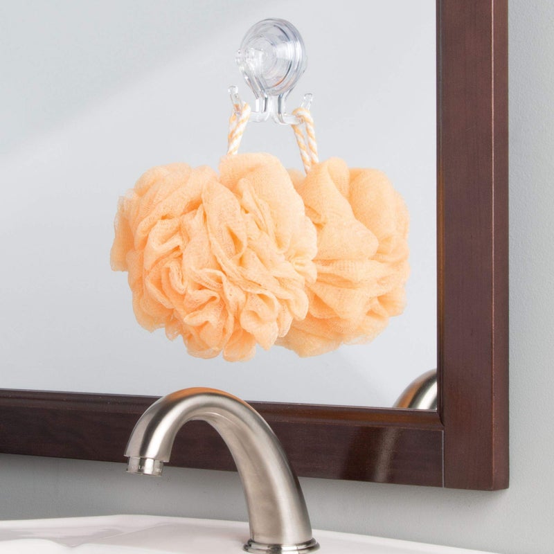 InterDesign iDesign Power Lock Bathroom Suction Cup Hooks for Loofah, Towels, Sponges and More, Set of 2, Clear - Image 3