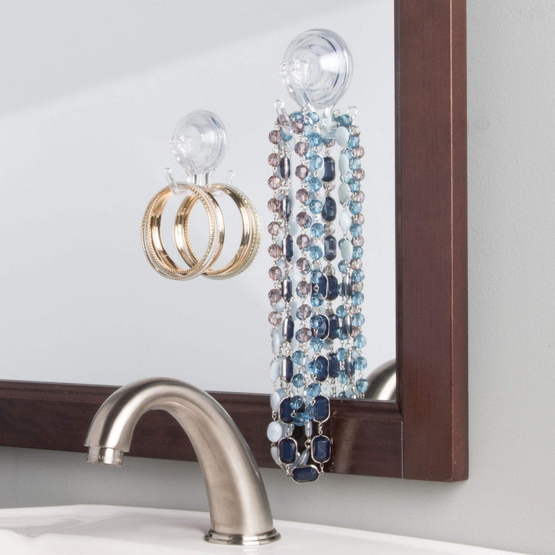 InterDesign iDesign Power Lock Bathroom Suction Cup Hooks for Loofah, Towels, Sponges and More, Set of 2, Clear - Image 5