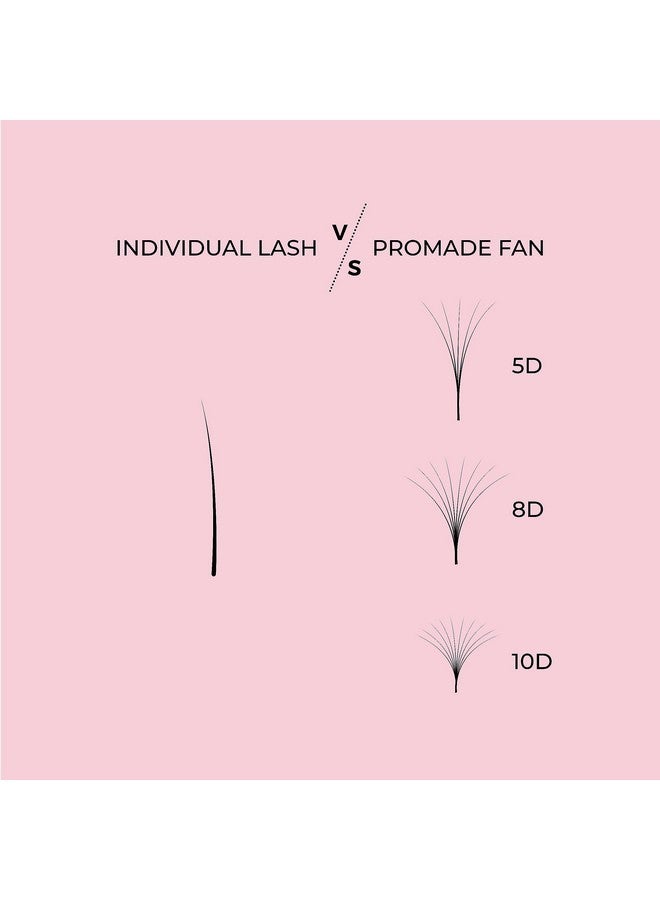 LLBA Promade Fans | Handmade Volume Eyelashes | Multi Selections From 3D To 16D | C Cc D Dd L M Curl | Thickness 0.03 ~ 0.1 Mm | 8 - 20Mm Length | Long Lasting | Easy Application (5D-0.07 C 11 Mm) - Image 4