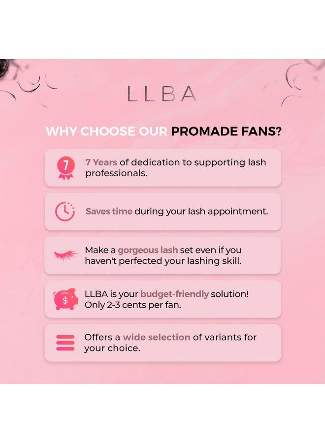 LLBA Promade Fans | Handmade Volume Eyelashes | Multi Selections From 3D To 16D | C Cc D Dd L M Curl | Thickness 0.03 ~ 0.1 Mm | 8 - 20Mm Length | Long Lasting | Easy Application (5D-0.07 C 11 Mm) - Image 5