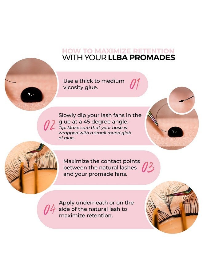 LLBA Promade Fans | Handmade Volume Eyelashes | Multi Selections From 3D To 16D | C Cc D Dd L M Curl | Thickness 0.03 ~ 0.1 Mm | 8 - 20Mm Length | Long Lasting | Easy Application (5D-0.07 C 11 Mm) - Image 3