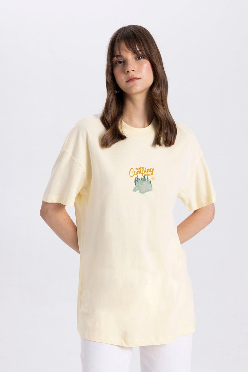 DeFacto Woman Printed Crew Neck Short Sleeve T-Shirt Tunic - Image 5