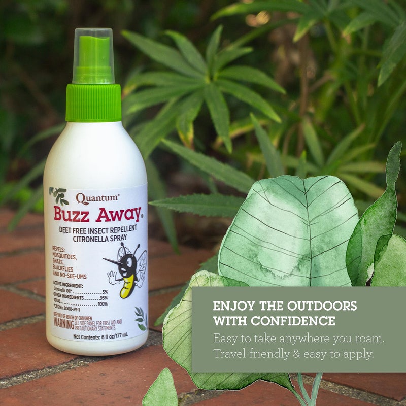 Quantum Buzz Away - Natural DEET-free Insect Repellent, Citronella Essential Oil Bug Spray, Original Formula - Small Children and Up, Travel Friendly - 6 Fl Oz - Image 2