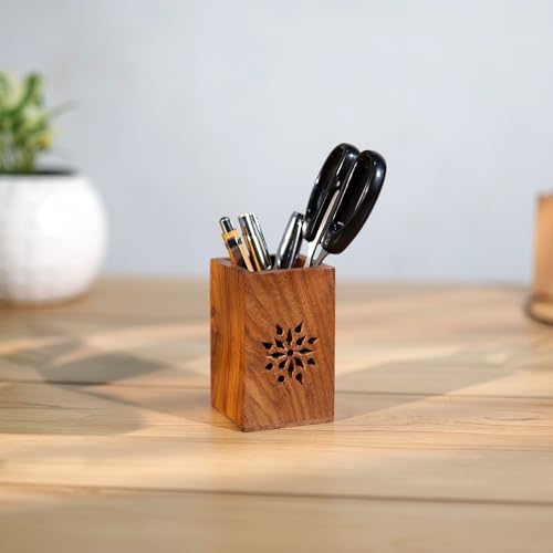 Hashcart Wooden Pen Holder/Stand | Pencil Cup | Makeup Brush Holder | Desk Organizer | Office Table Storage | Art Supply | Home Decor - Image 5