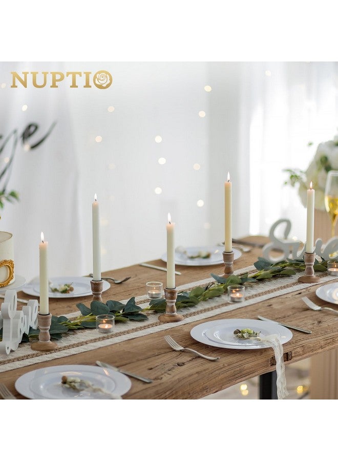 NUPTIO حامل شموع مخروطي من NUPTIO مصنوع من الخشب: قطعتان من حامل الشموع الخشبي البني الريفي - حامل شموع صغير على شكل مزرعة عتيقة لحفلات الزفاف وديكور طاولة غرفة المعيشة المنزلية - Image 3