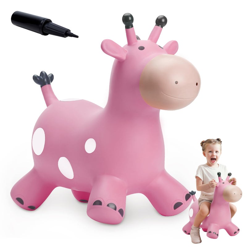 EVERICH TOY Giraffe Bouncy Horse Hopper for Toddlers 13 Bouncy Animals Jumping Horse Inflatable Ride on Bouncer for Boys Girls 18 M 2 3 4 5 6 Years Old WFree Pump - Image 2