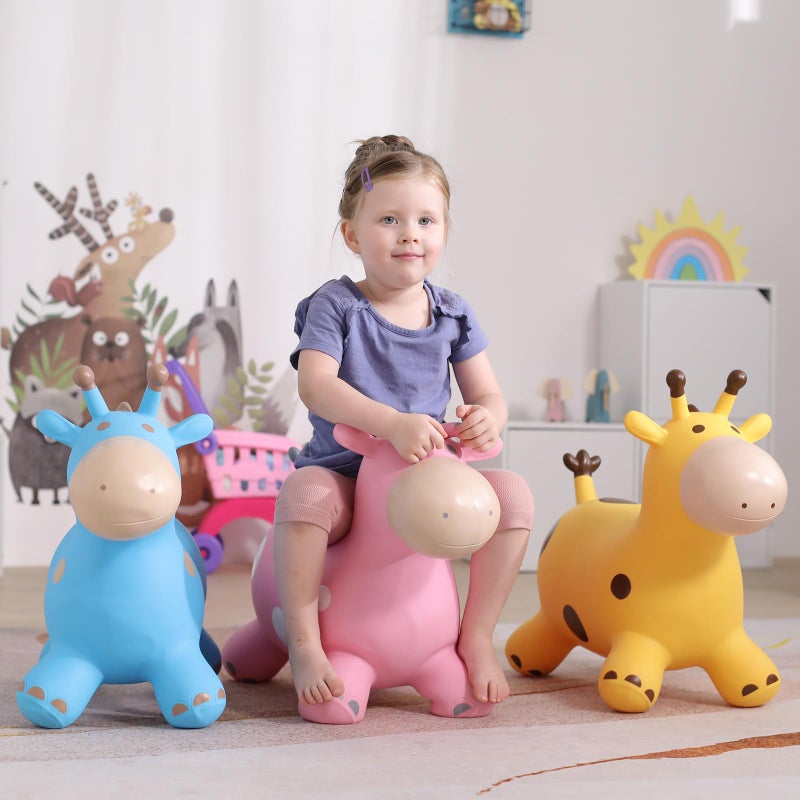 EVERICH TOY Giraffe Bouncy Horse Hopper for Toddlers 13 Bouncy Animals Jumping Horse Inflatable Ride on Bouncer for Boys Girls 18 M 2 3 4 5 6 Years Old WFree Pump - Image 3
