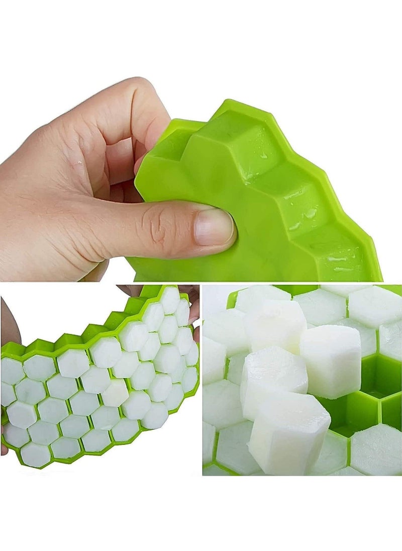 Arabest - BPA-Free Ice Cube Trays 2 Pack with Lids | 74 Silicone Molds for Perfect Ice Cubes & Chilled Drinks | Flexible Ice Cube Tray Set (74 Cubes/Molds) - Image 1