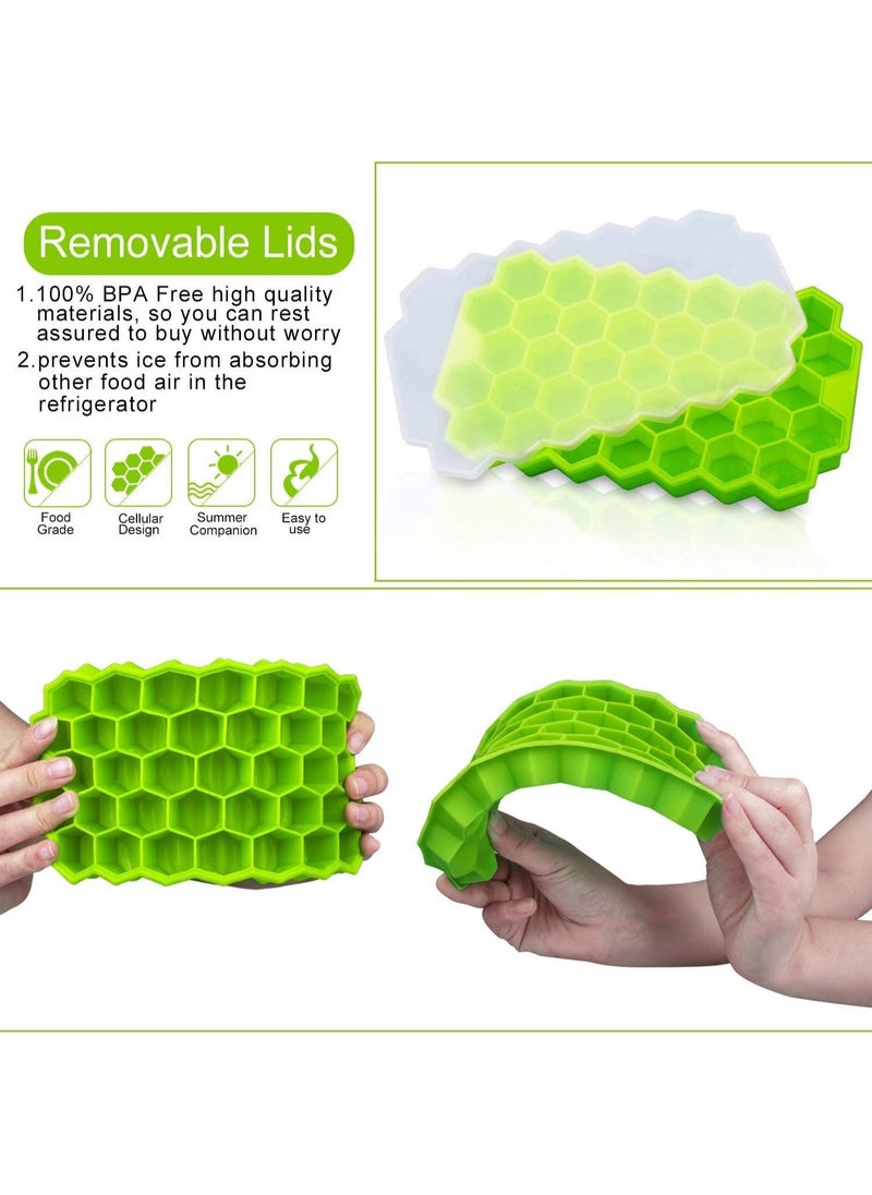 Arabest - BPA-Free Ice Cube Trays 2 Pack with Lids | 74 Silicone Molds for Perfect Ice Cubes & Chilled Drinks | Flexible Ice Cube Tray Set (74 Cubes/Molds) - Image 1