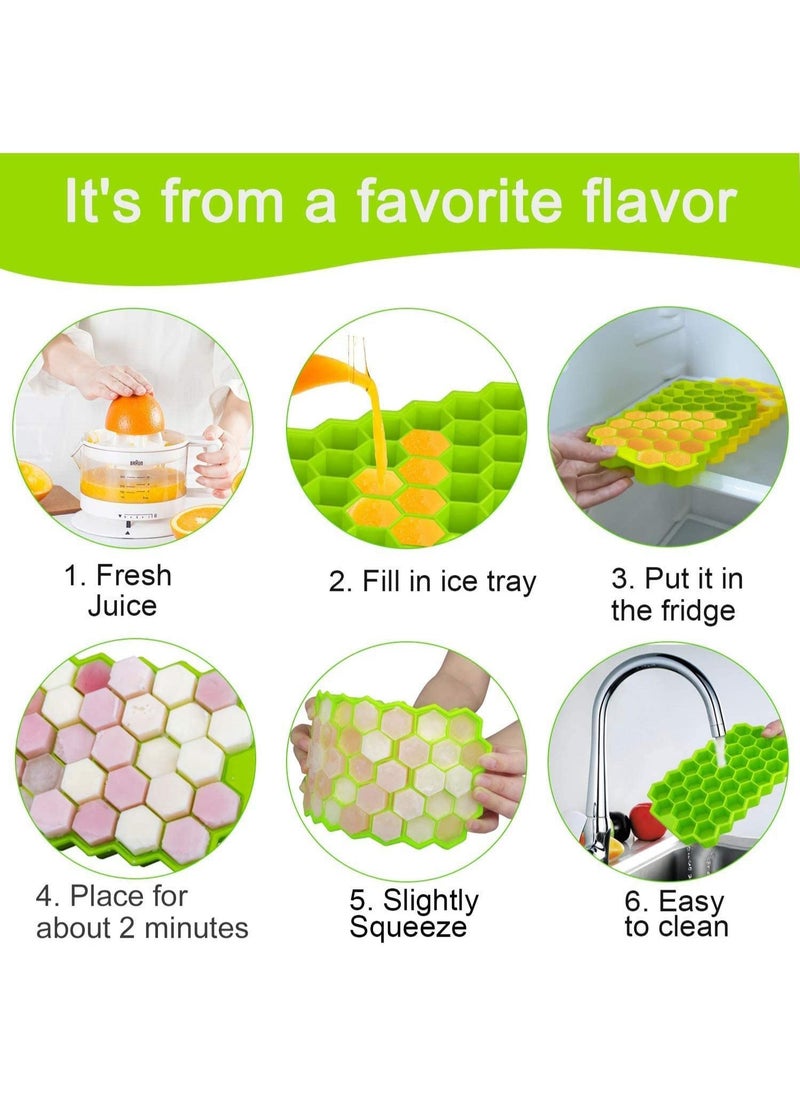 Arabest - BPA-Free Ice Cube Trays 2 Pack with Lids | 74 Silicone Molds for Perfect Ice Cubes & Chilled Drinks | Flexible Ice Cube Tray Set (74 Cubes/Molds) - Image 1