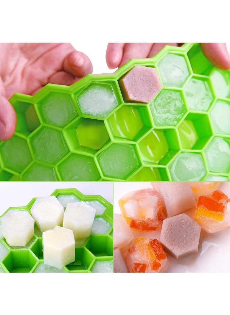 Arabest - BPA-Free Ice Cube Trays 2 Pack with Lids | 74 Silicone Molds for Perfect Ice Cubes & Chilled Drinks | Flexible Ice Cube Tray Set (74 Cubes/Molds) - Image 1