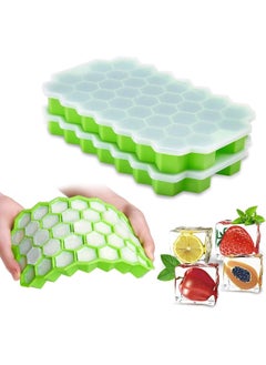 Arabest BPA-Free Ice Cube Trays 2 Pack with Lids | 74 Silicone Molds for Perfect Ice Cubes & Chilled Drinks | Flexible Ice Cube Tray Set (74 Cubes/Molds)  - Image 1